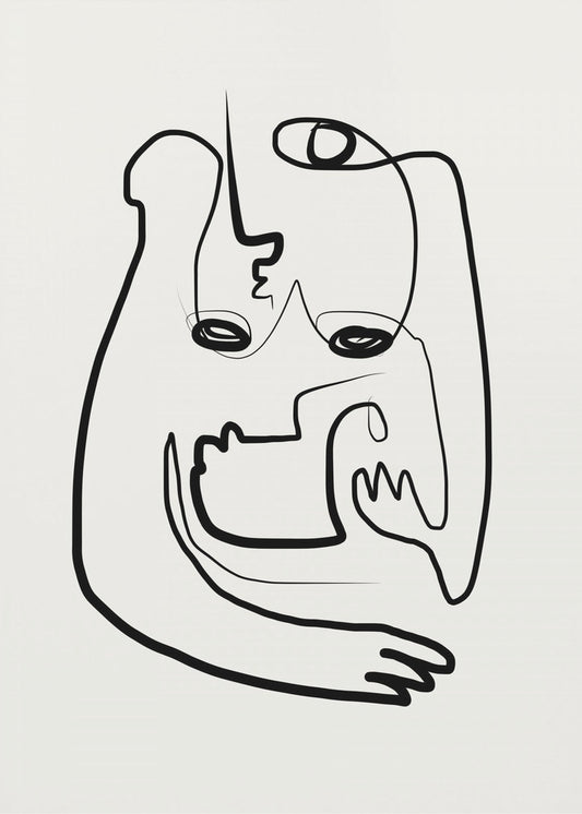 Moderne kunst in deze doorlopende lijntekening | Canvas