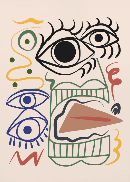 Lijnkunst Bizarre Totem | Canvas