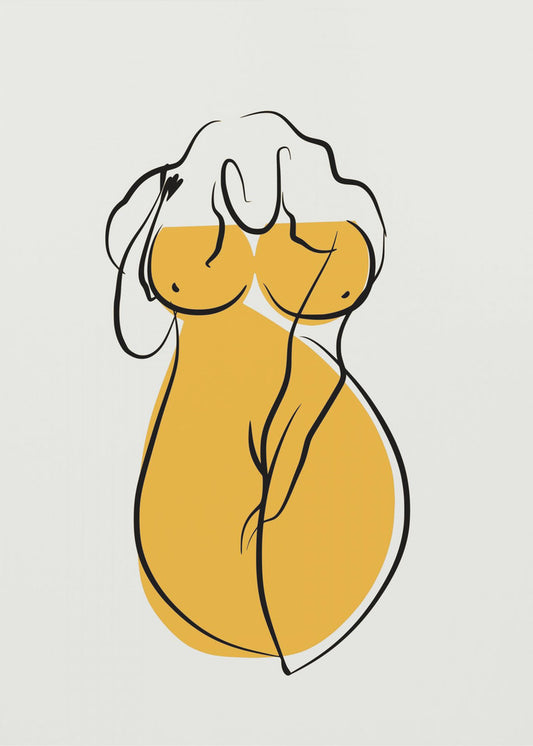 Vrouwelijke vorm in levendig geel | Canvas