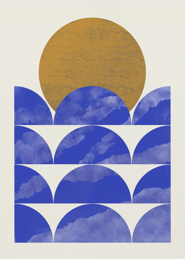 Geometrische zonsondergangcompositie | Canvas