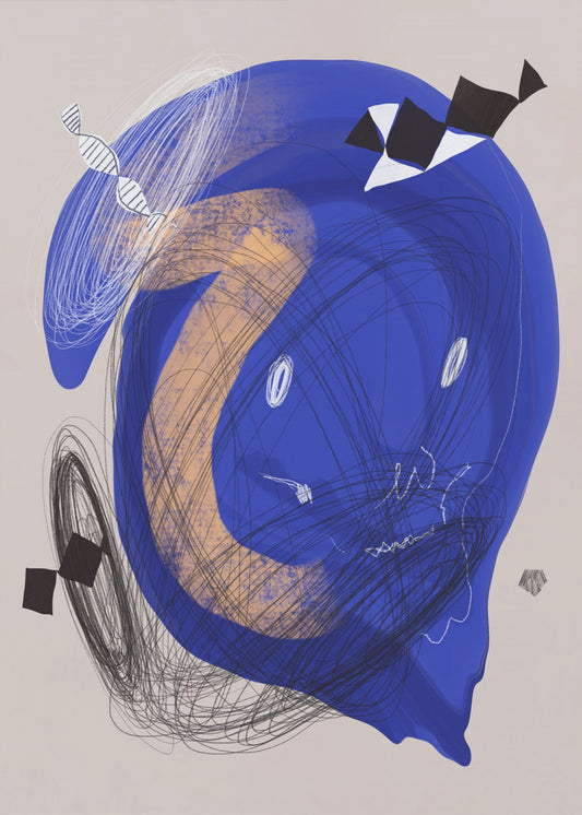 Chaotische Blauwe Draaikolk | Poster