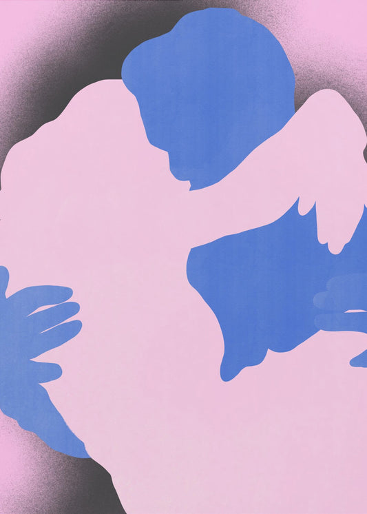 Twee abstracte figuren in een omhelzing | Poster