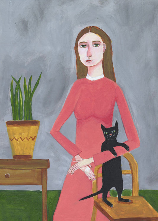 Cat Lady with Black Cat | Poster