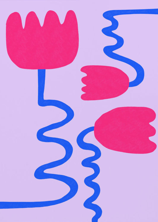 Karmozijnrode bloemen | Poster