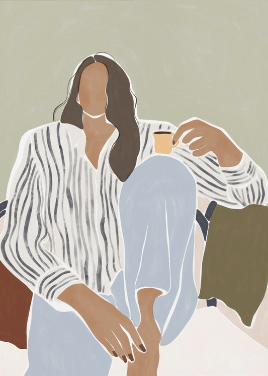 Woman Enjoying a Cup of Espresso | Poster