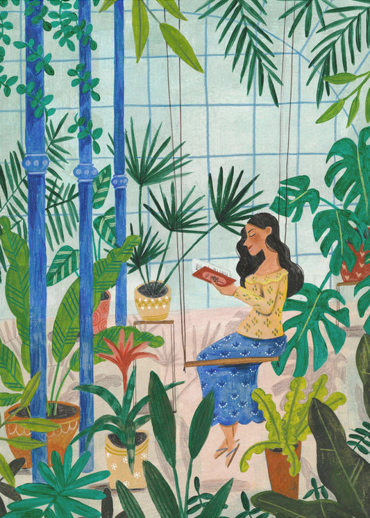 Reading in the plant greenhouse | Canvas