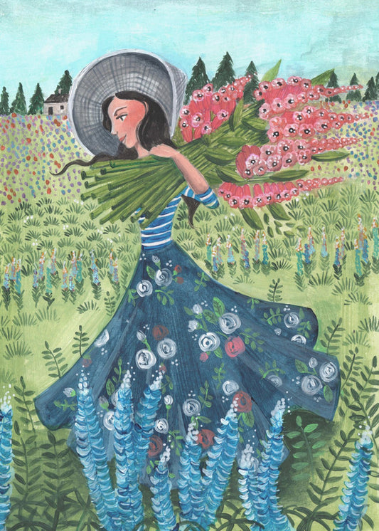 Walking with fieldflowers | Canvas