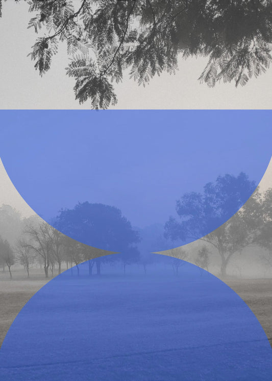 Mistige blauwe horizon | Poster
