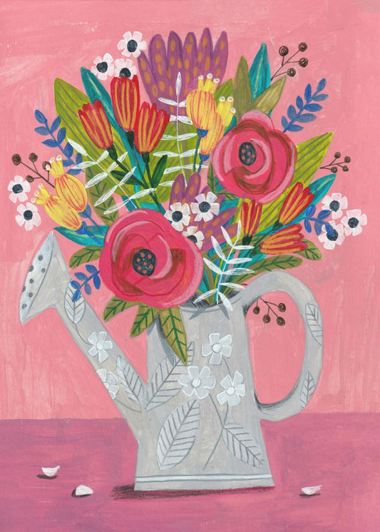Watering Can with Flowers | Canvas