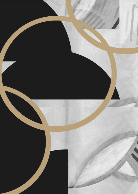 Zwart-witte strepen gouden bollen nr. 3 | Poster
