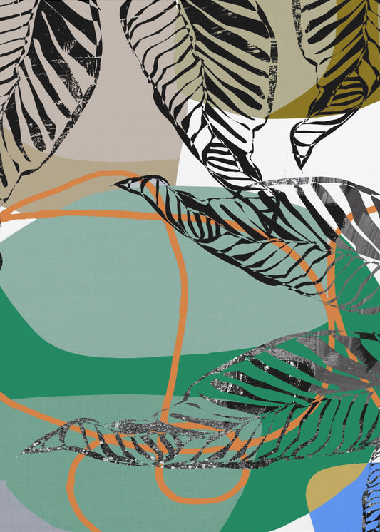 Abstracte zwarte bladeren met kleur nr. 2 | Poster