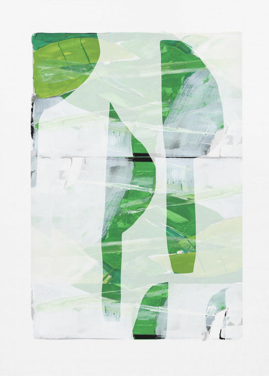 Limegroen Zwart Abstract No1 | Poster