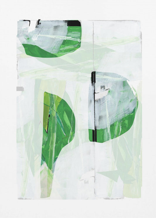 Limegroen Zwart Abstract No2 | Poster