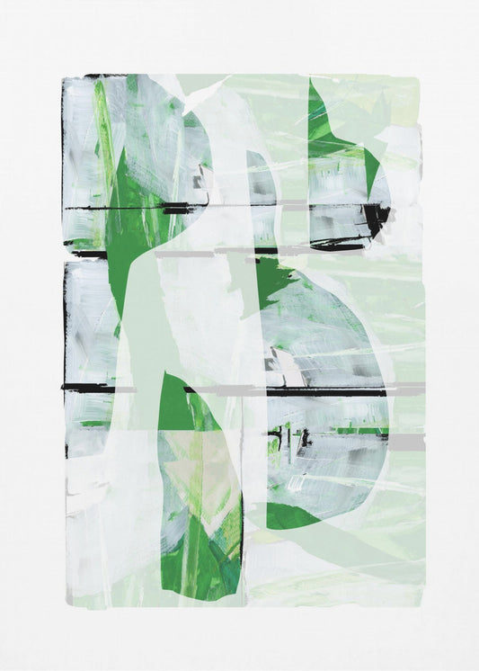 Limegroen Zwart Abstract Nr. 3 | Poster
