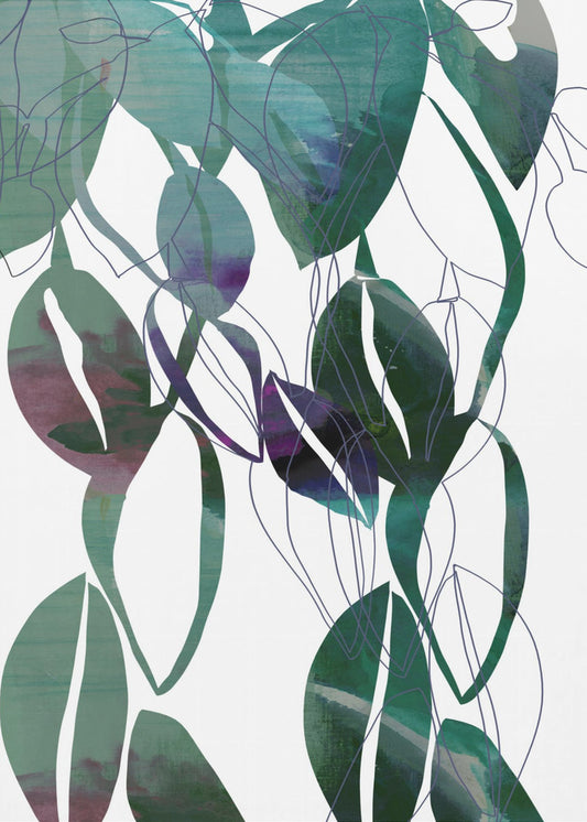 Botanische bladprintkunst in marineblauw 4 | Poster