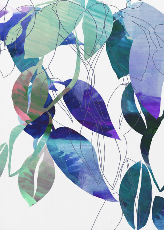 Botanische bladprintkunst in marineblauw 3 | Poster