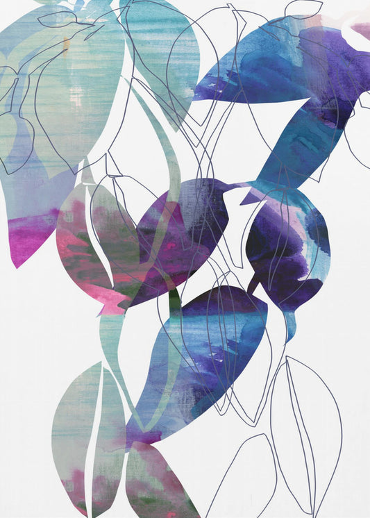Botanical Leaf Print Art In Navy Blue 2 | Poster