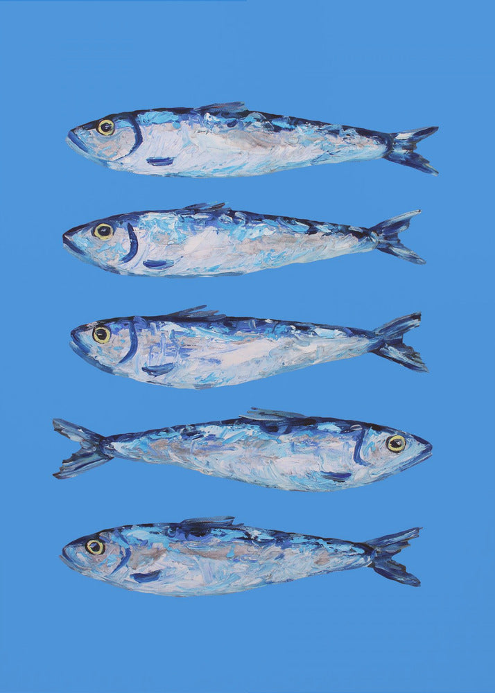 Sardientjes op Blauw | Canvas