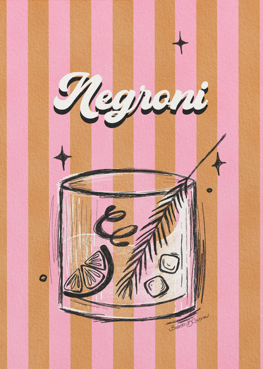 Negroni-drankje op strepen | Canvas