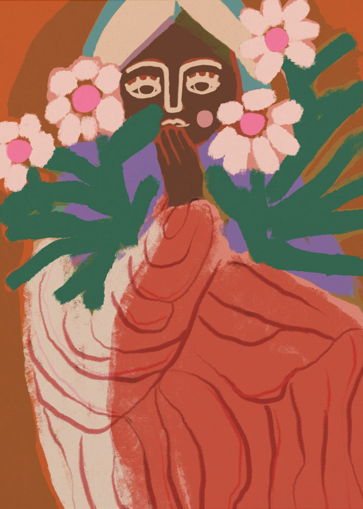 Verlegen bloemenmeisje | Canvas