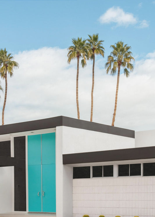 Turquoiseblauwe deuren in een modern huis | Poster