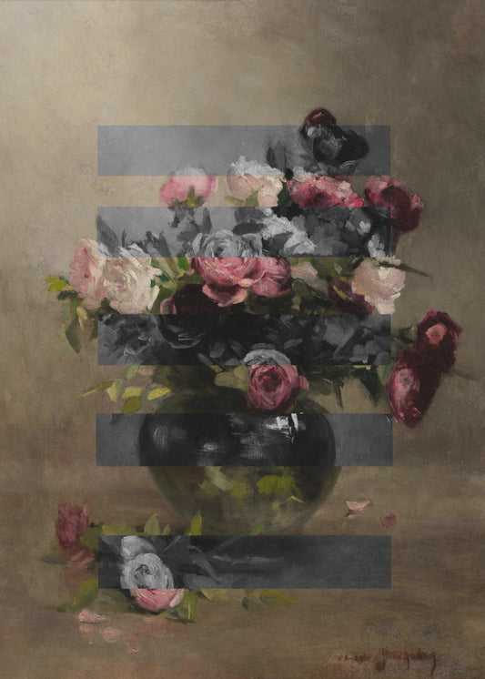 Boeket van vintage olieverfschilderijbloemen, collage | Canvas