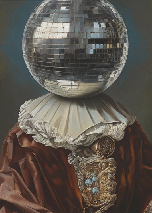 Antieke discobal, een man met discohoofd | Poster