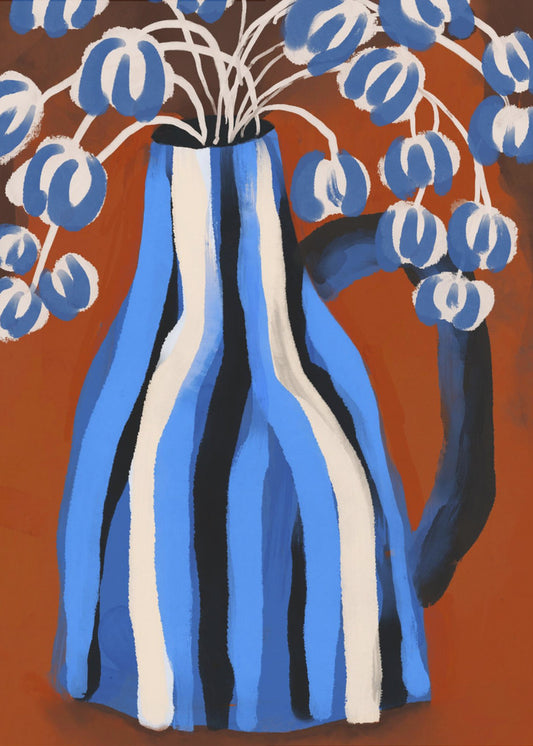 Gestreepte vaasbloemen | Canvas