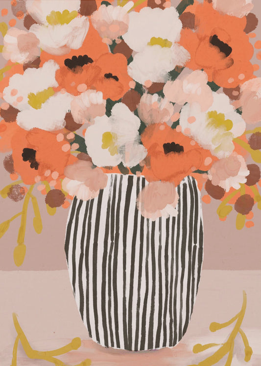 Gestreepte vaasbloemen | Canvas