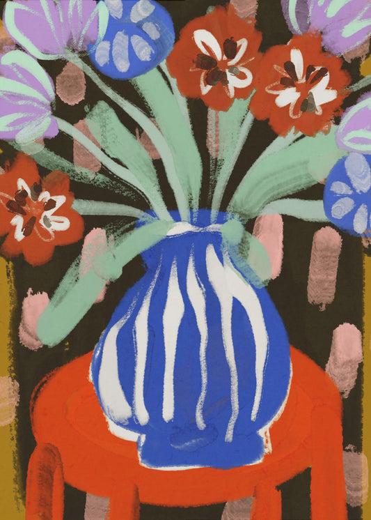 Vaas met vrolijke bloemen | Canvas