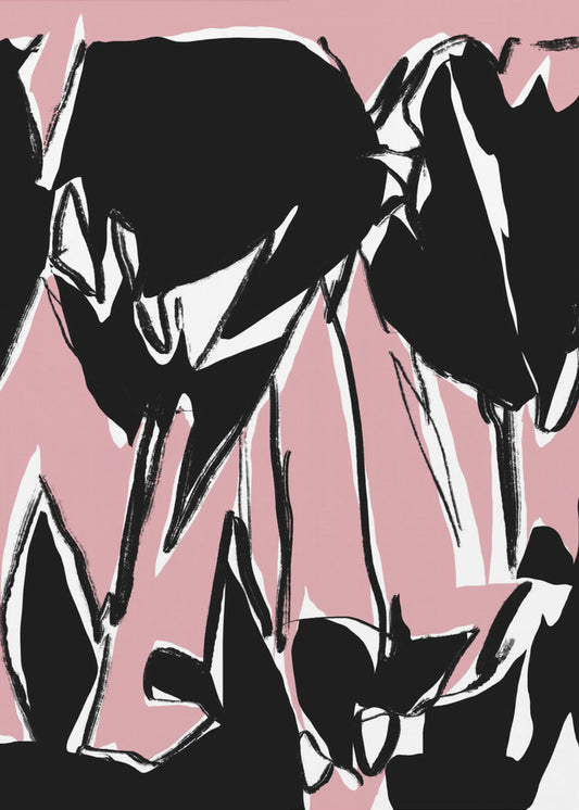 Black Pink Tulips | Poster