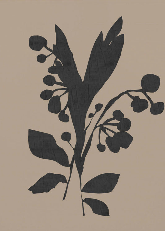 Black Floral Buds Modern Botanical Silhouette | Poster