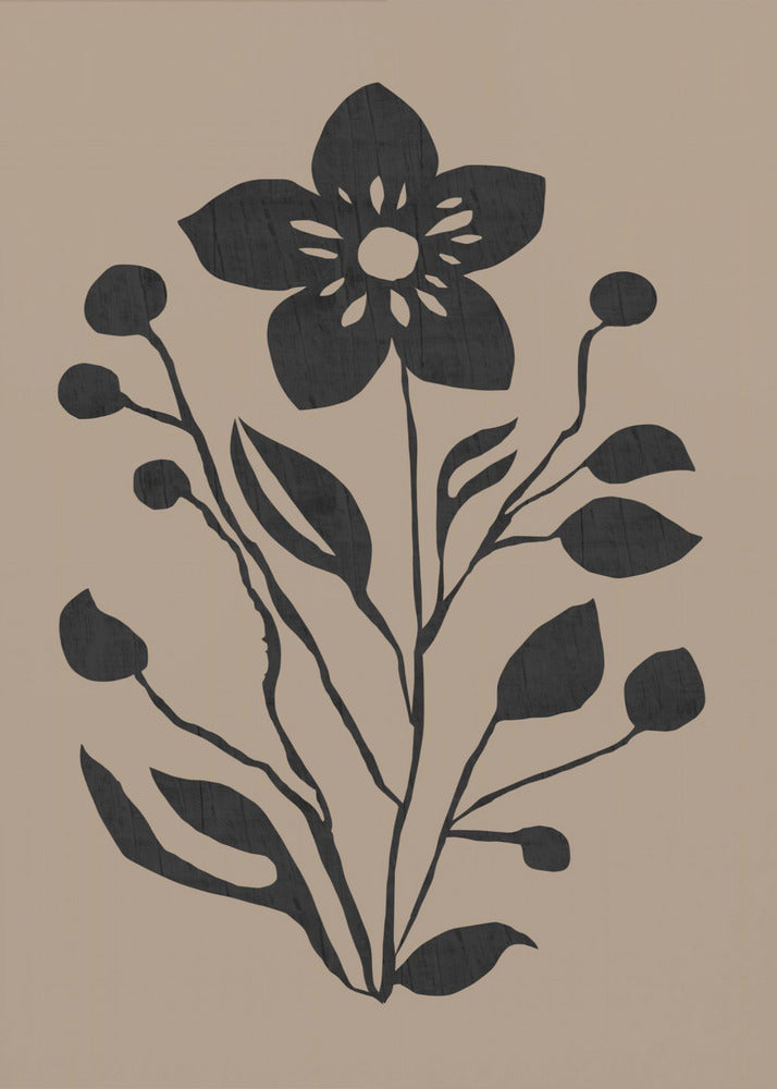 Zwarte bloem moderne botanische silhouet | Poster