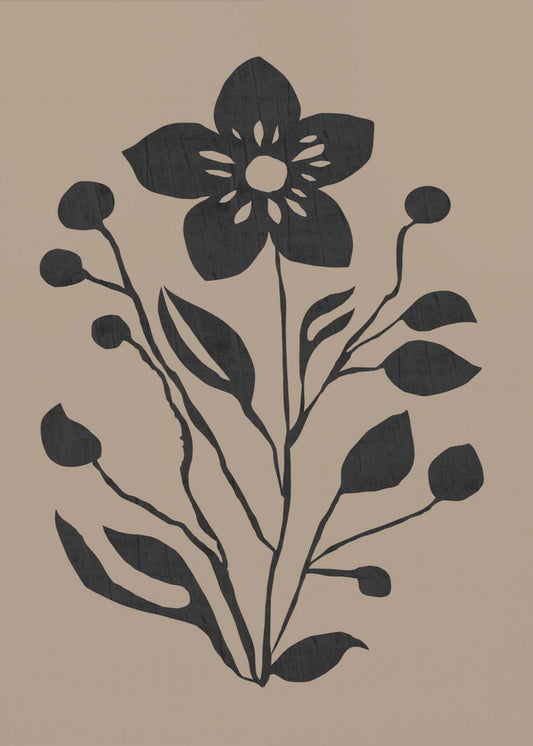 Black Flower Modern Botanical Silhouette | Poster