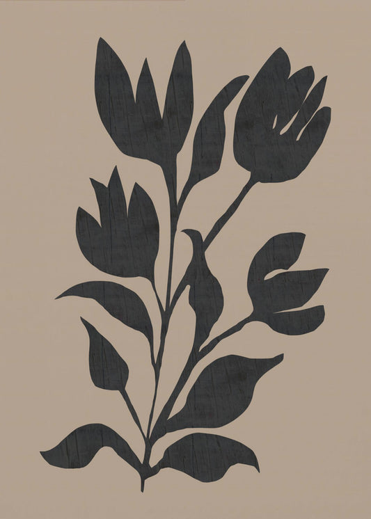 Black Tulips Modern Botanical Silhouette | Canvas