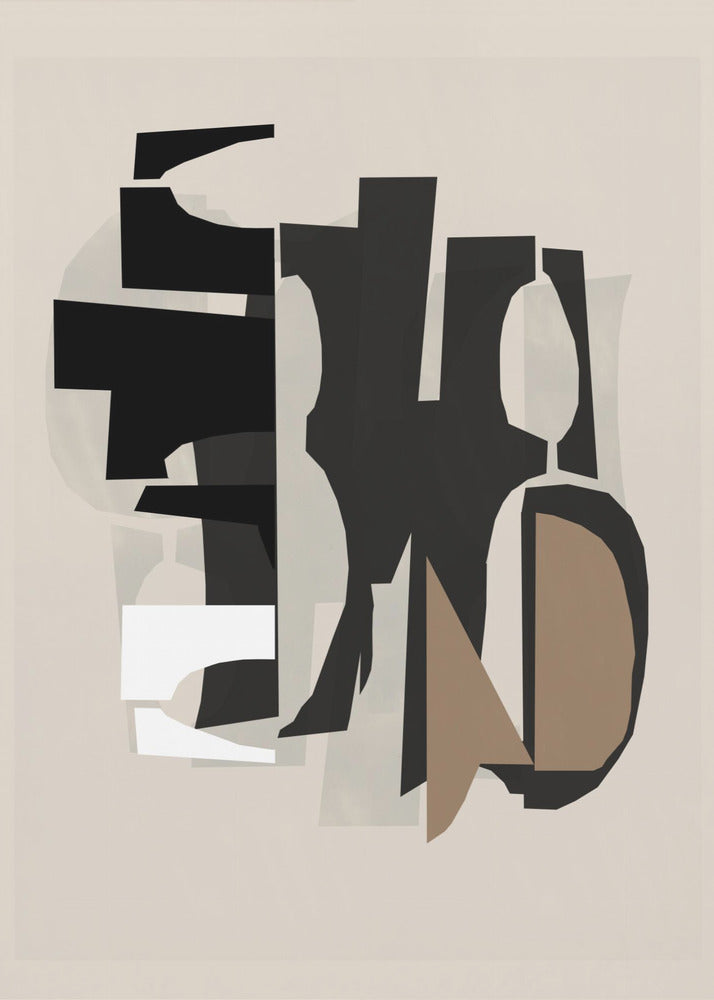 Zwart-wit en bruin reliëf 2 | Canvas