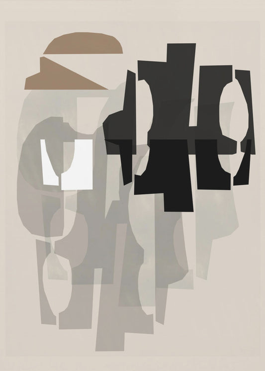 Zwart-wit en bruin reliëf 1 | Poster