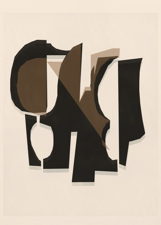 Zwart-wit en bruin reliëf 3 | Poster