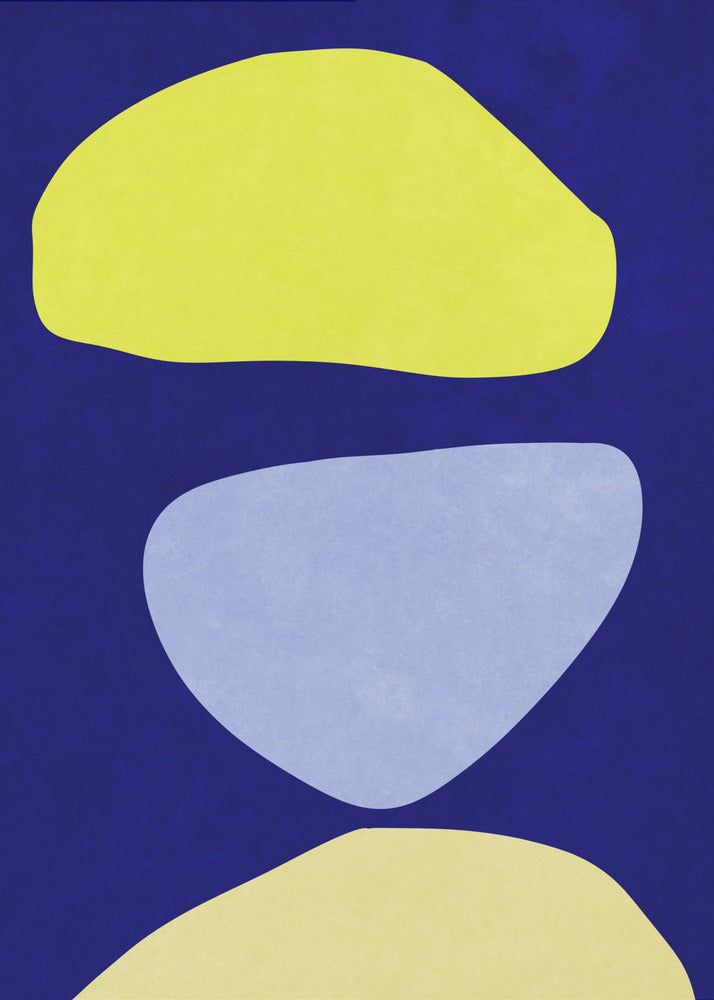 Abstracte vormen blauw en geel | Poster