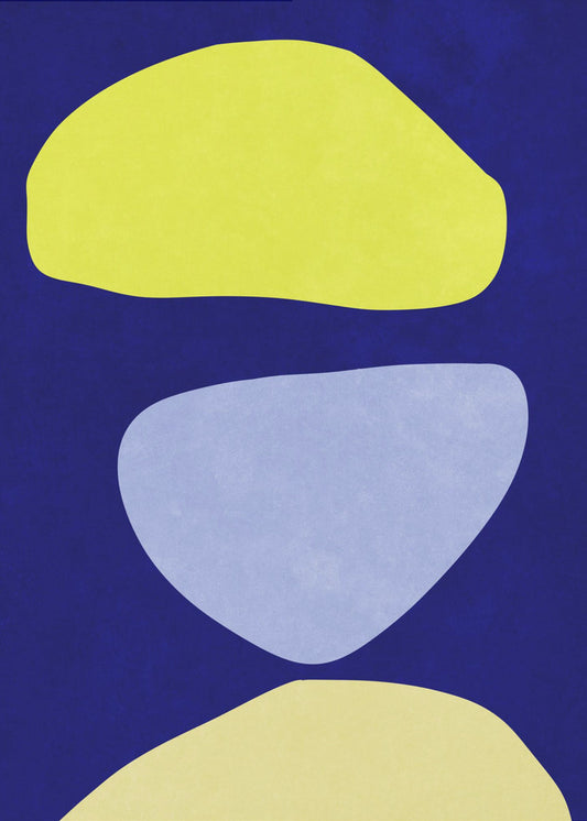 Abstracte vormen blauw en geel | Poster
