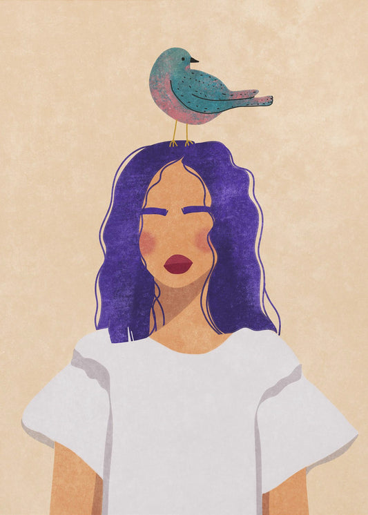 Meisje met vogel | Poster