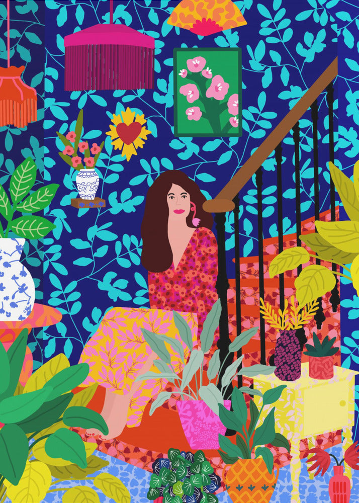 Vrouw op de trap | Canvas