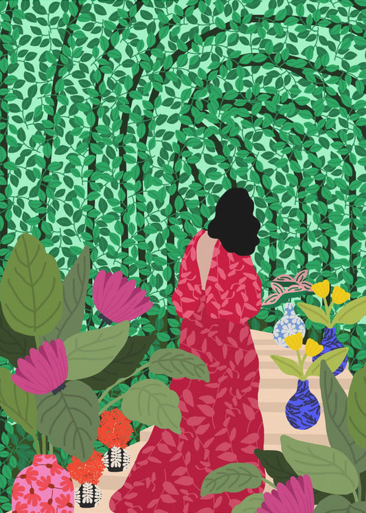 Girl At Her Garden | Canvas