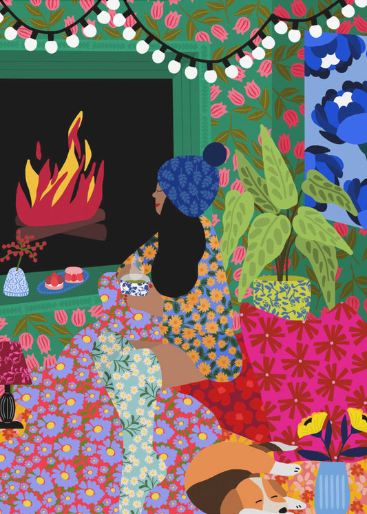 Relaxing In Front of My Fireplace | Canvas