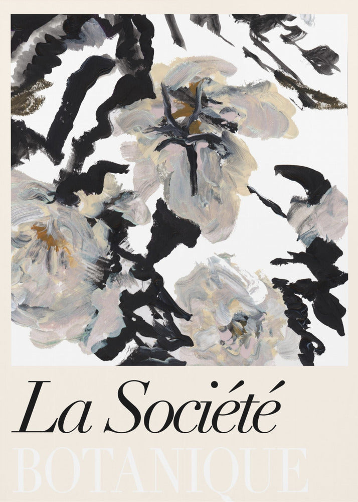 La Société Botanique Zwarte en witte en crèmekleurige bloemen 2 | Poster