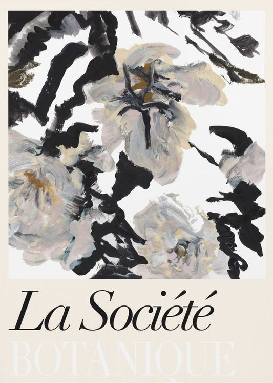 La Société Botanique Zwarte en witte en crèmekleurige bloemen 2 | Poster