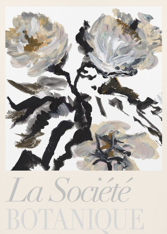 La Société Botanique Zwarte, witte en crèmekleurige bloemen | Poster