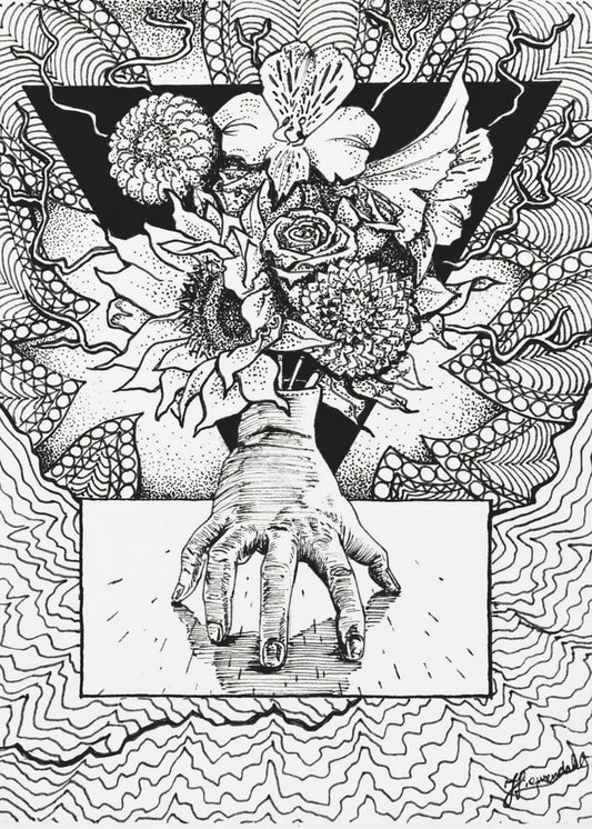Flowery Thing. Abstract Drawing of a Flowery Bouquet in Hand. | Canvas