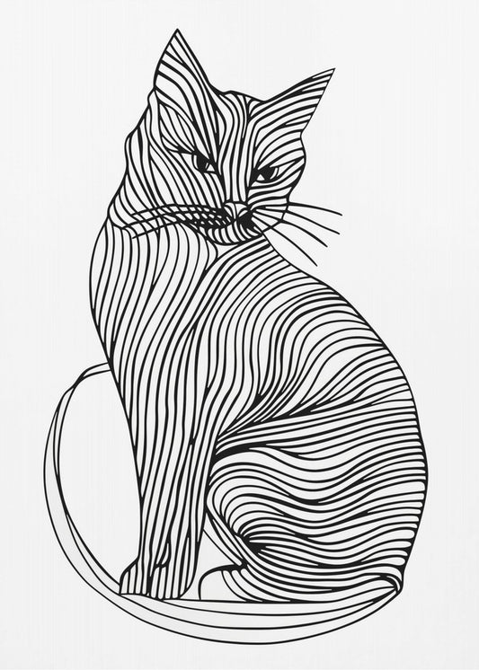Lijnenkunst Kat | Poster