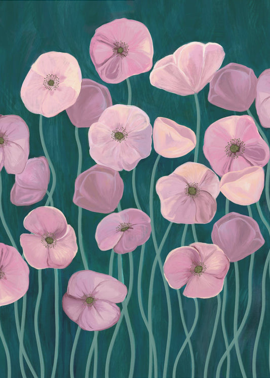 Roze klaprozen | Canvas